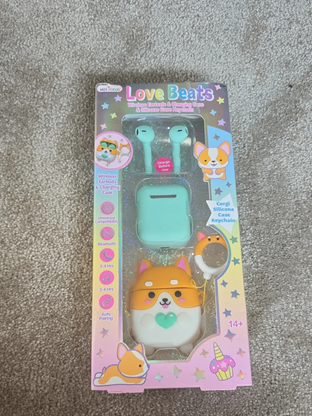 NIB Hot Focus Love Beats Corgi Wireless Bluetooth Earbuds Case Set